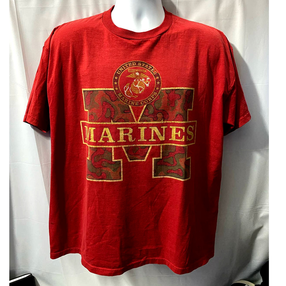 Young U.S. Marines T Shirt Red Size XL Short Sleeve Nauture Coast
